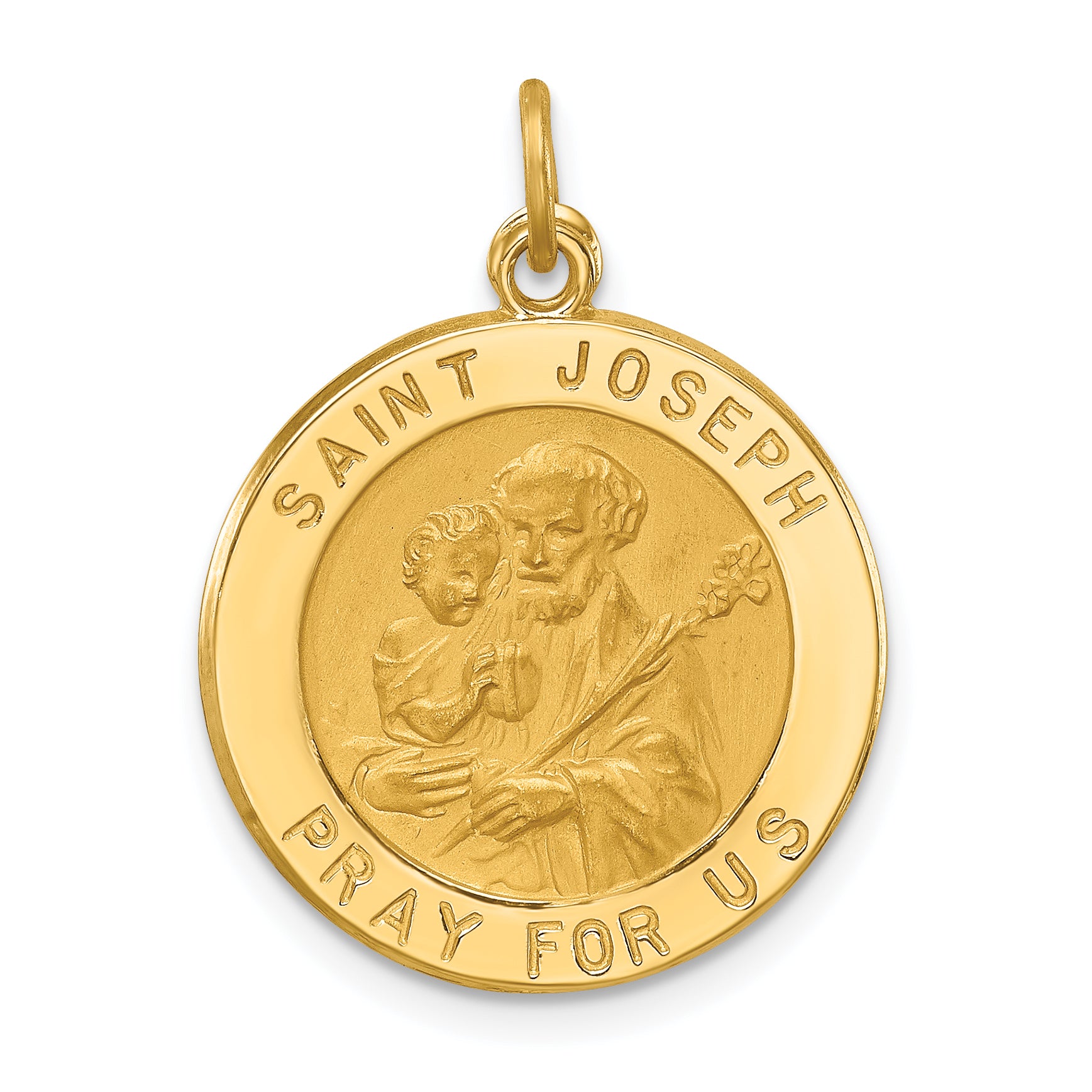 14k Solid Polished/Satin Small Round St. Joseph Medal Main image