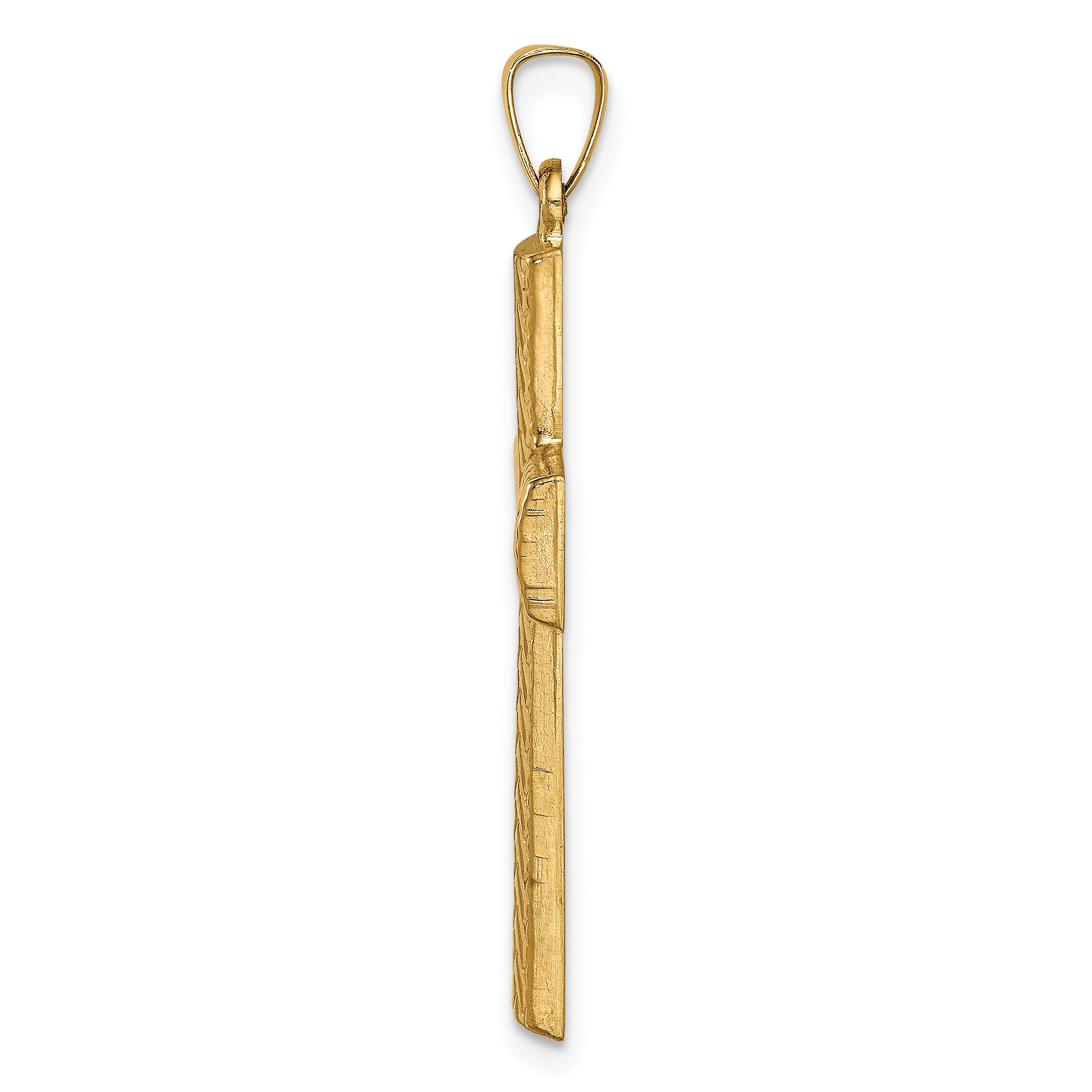 14k Hollow Polished Basketweave Design Latin Cross Secondary image