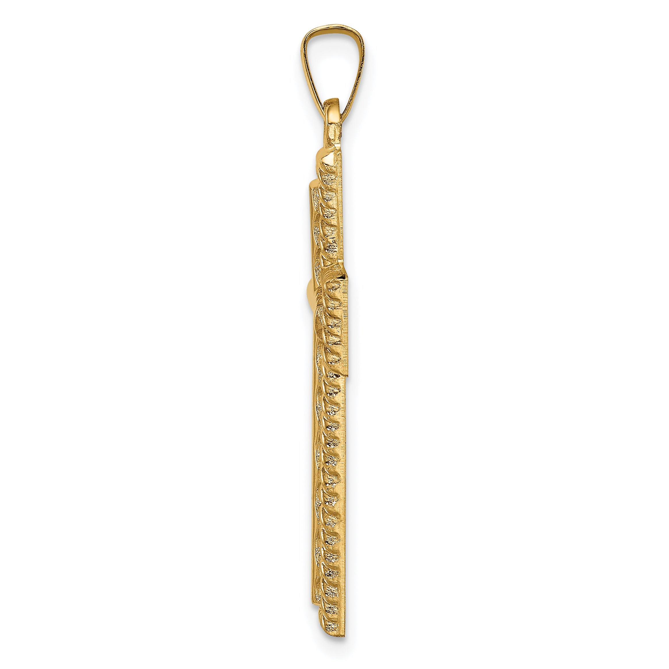 14k Hollow Polished Rope Edge Latin Cross Secondary image
