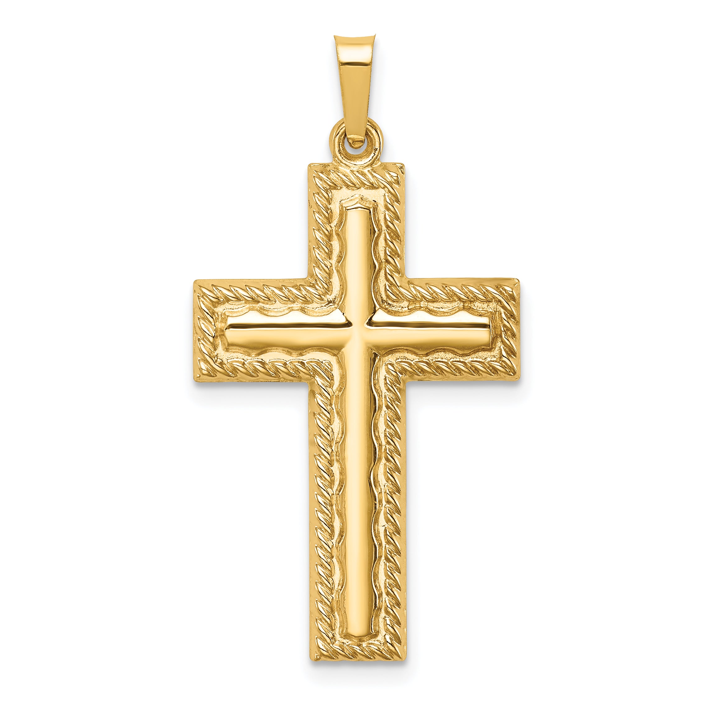 14k Hollow Polished Rope Edge Latin Cross Main image