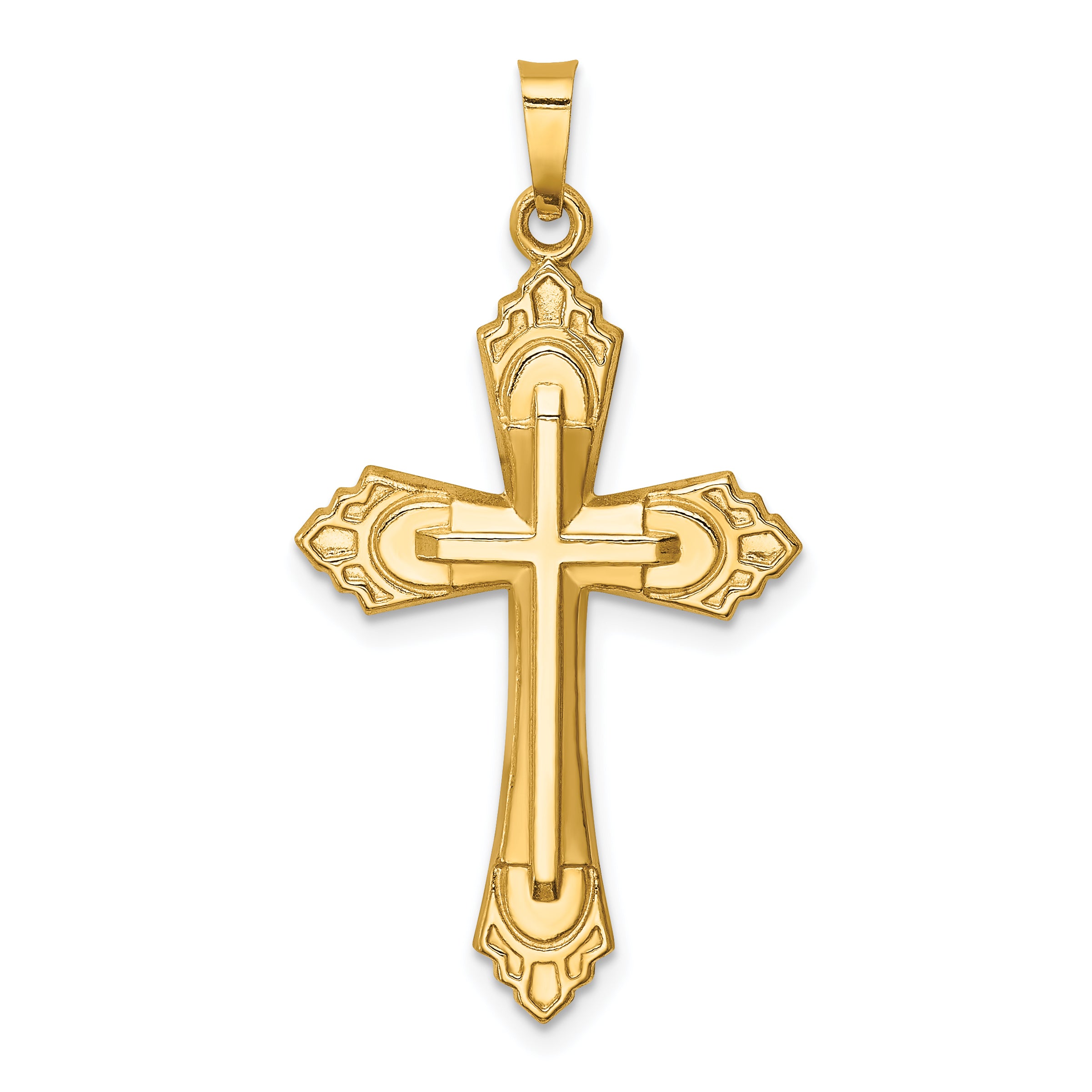 14k Hollow Polished Fleur de Lis Cross Main image