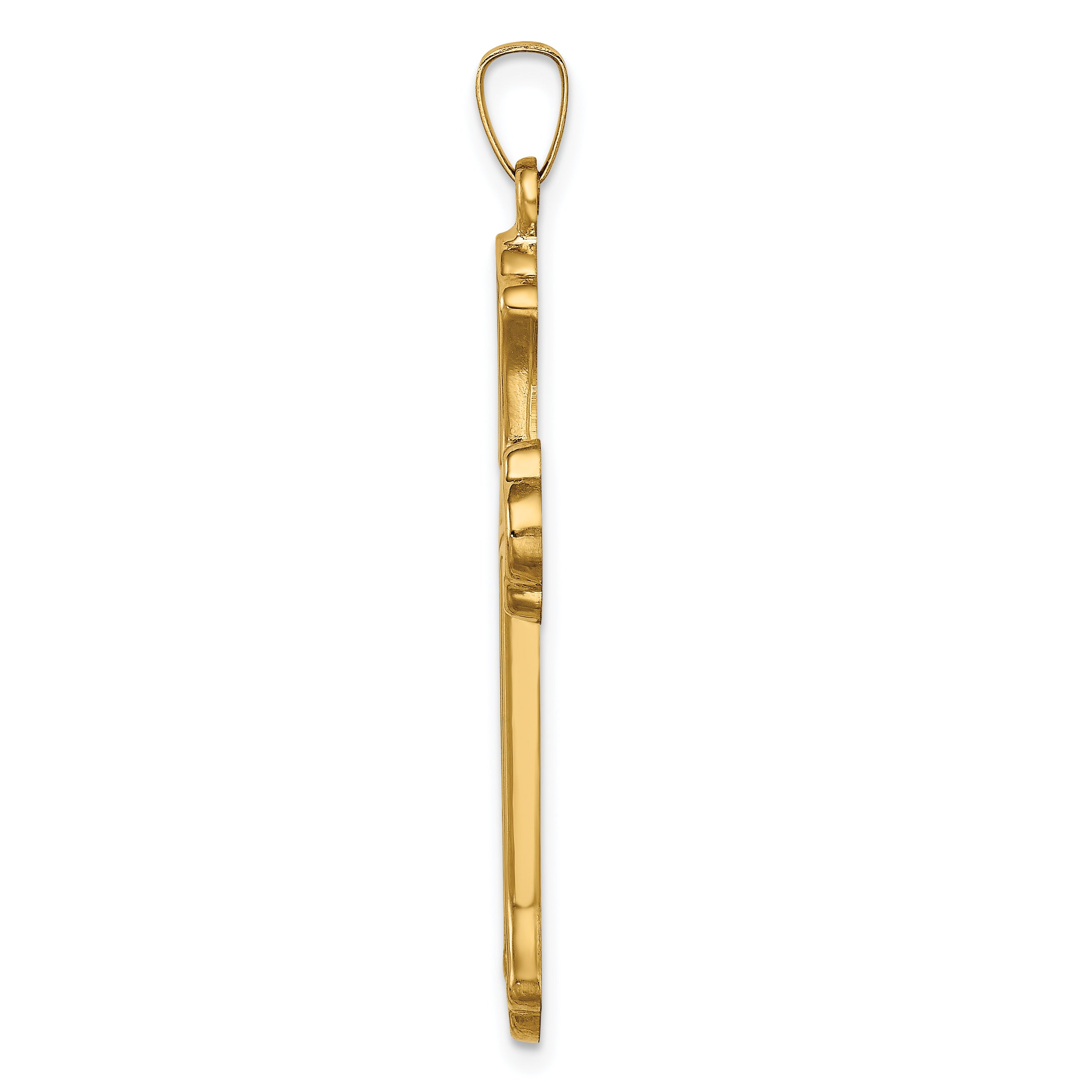 14k Hollow Polished Woven Fleur de Lis Cross Secondary image