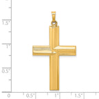 14k Hollow Polished Stripe Design Latin Cross