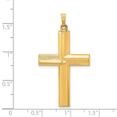14k Hollow Polished Stripe Design Latin Cross