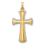 14k Hollow Polished w/Rhodium Beaded Edge Cross