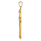14k Two-tone Hollow Polished Cross w/Center Cross