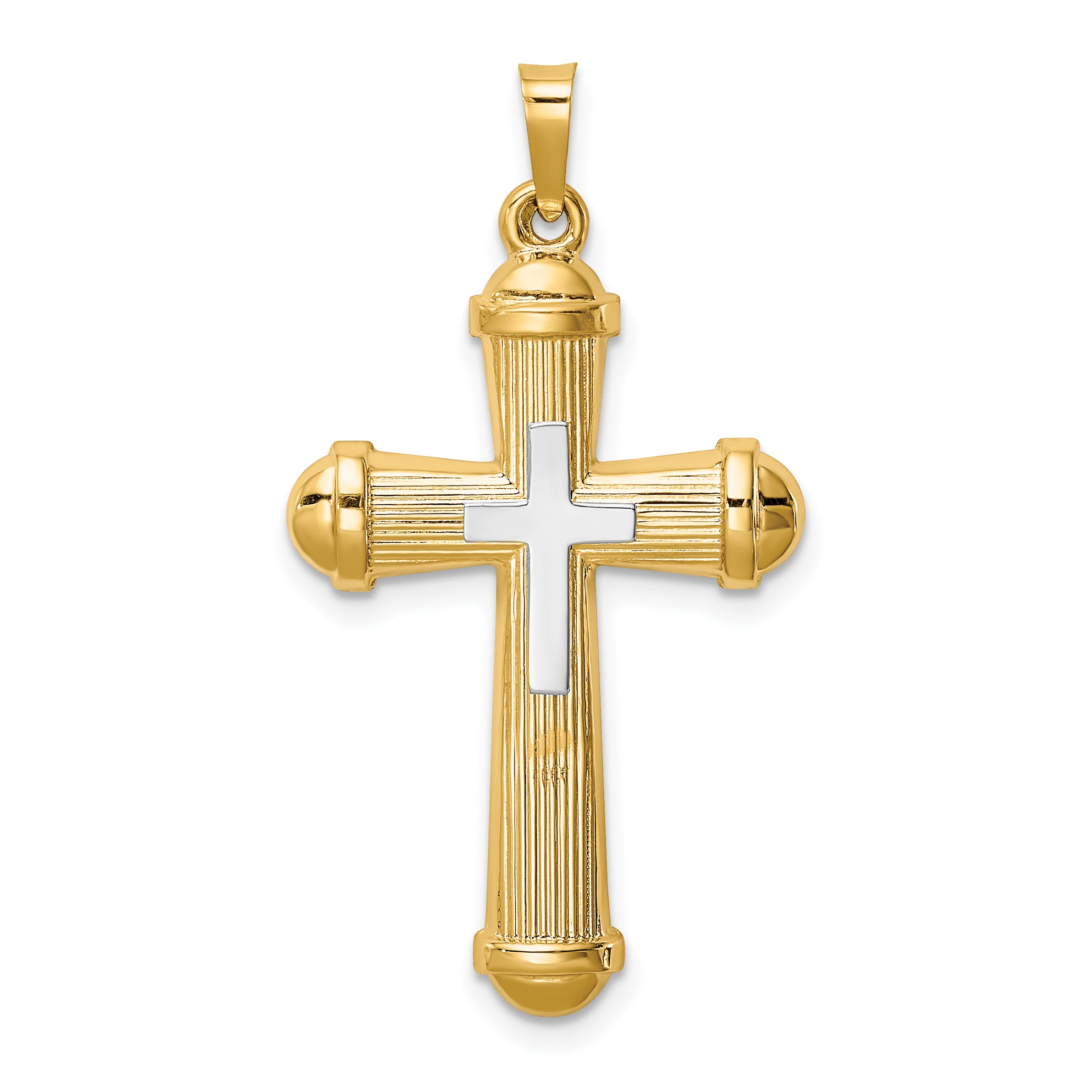 14k Two-tone Hollow Polished Cross w/Center Cross Main image