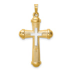 14k Two-tone Hollow Polished Cross w/Center Cross