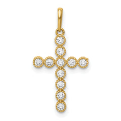 14K CZ Cross Pendant