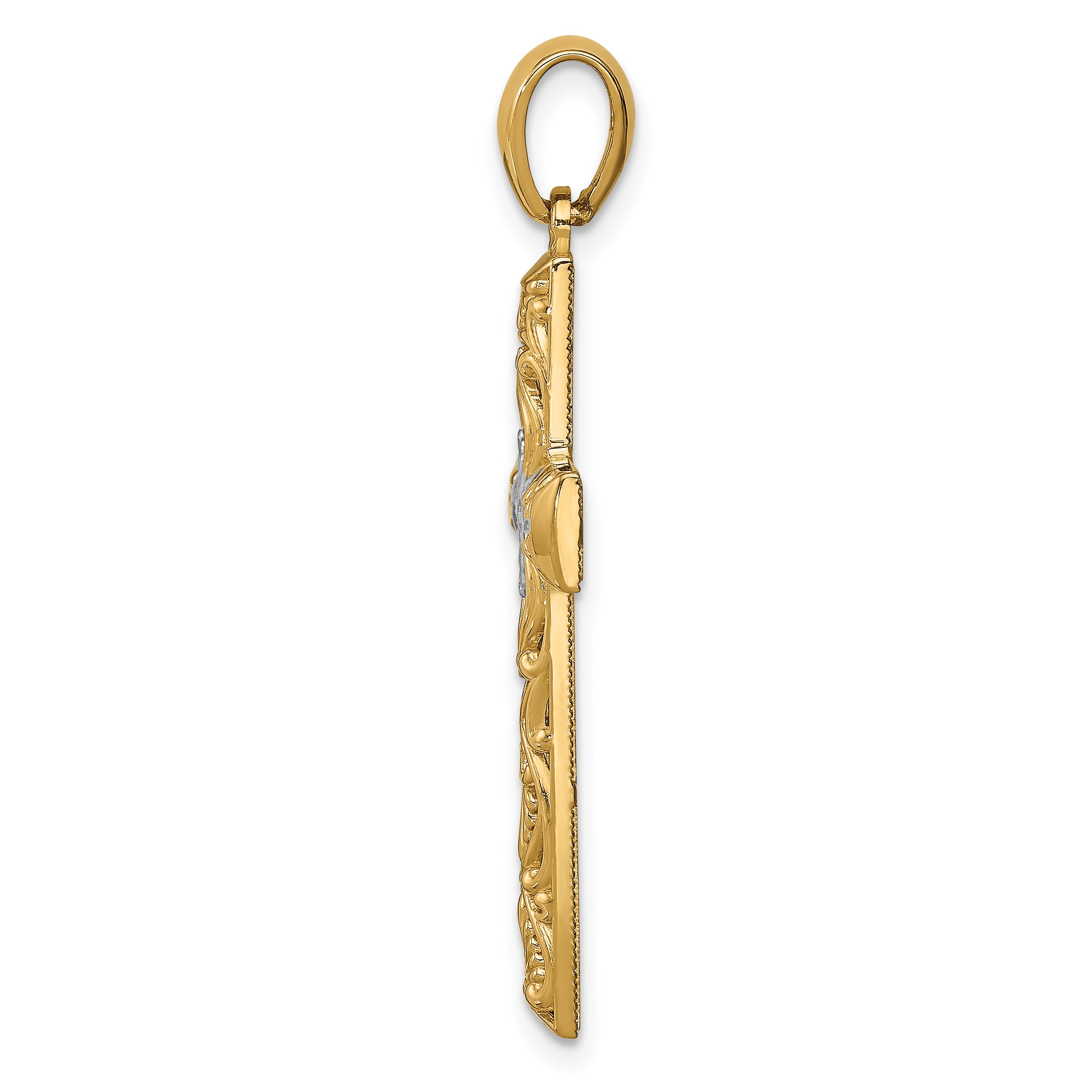 14K White Rhodium D/C Cross Pendant Secondary image