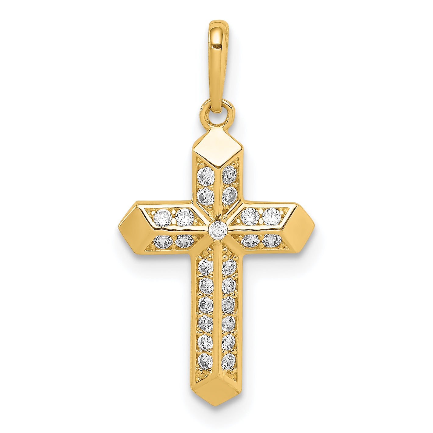 14K Cross CZ Pendant