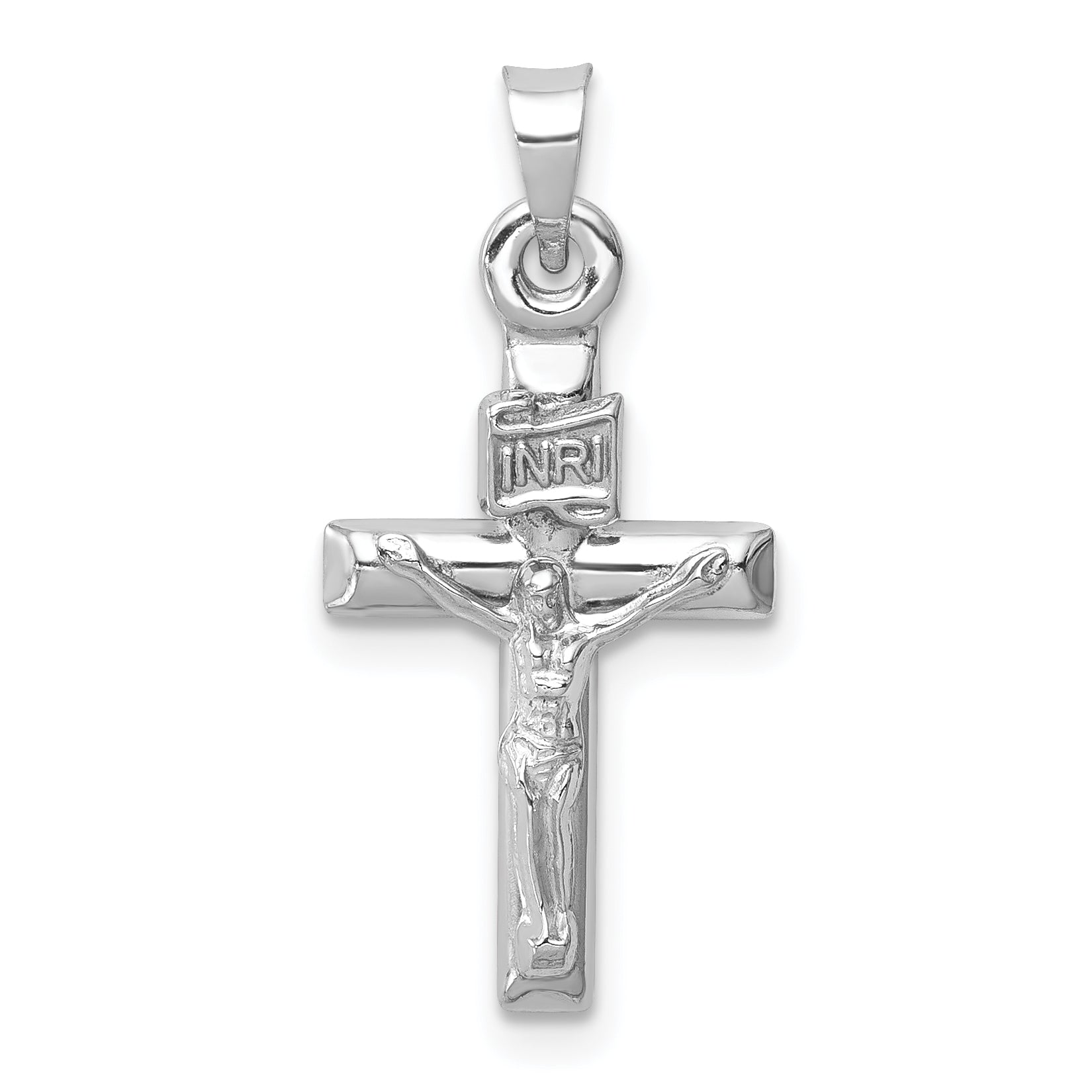 14k White Gold Hollow Crucifix Pendant Main image