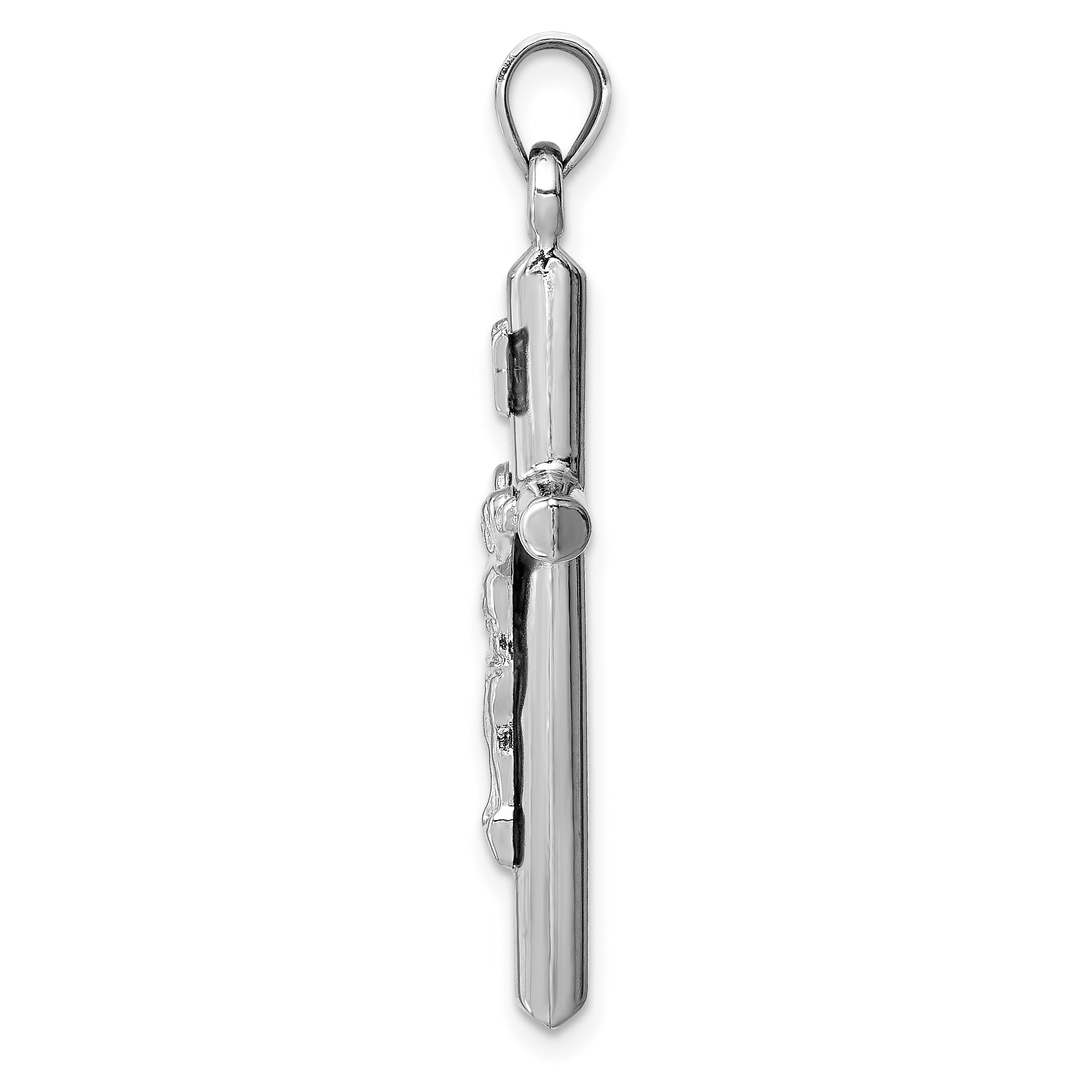 14k White Gold Hollow Crucifix Pendant Secondary image