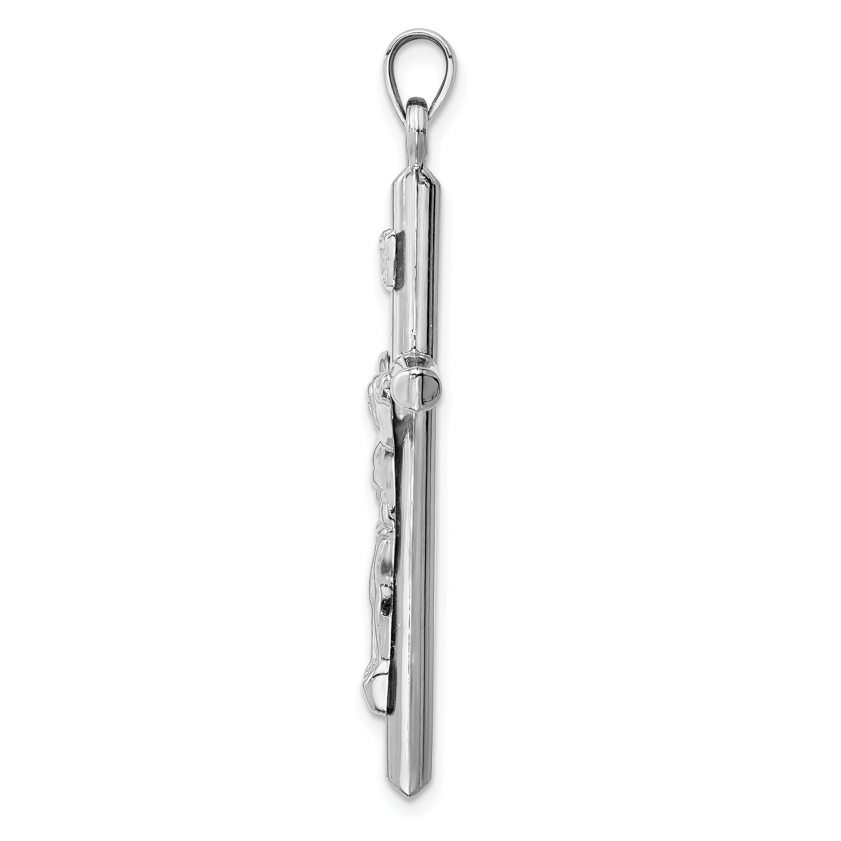 14k White Gold Hollow Crucifix Pendant Secondary image
