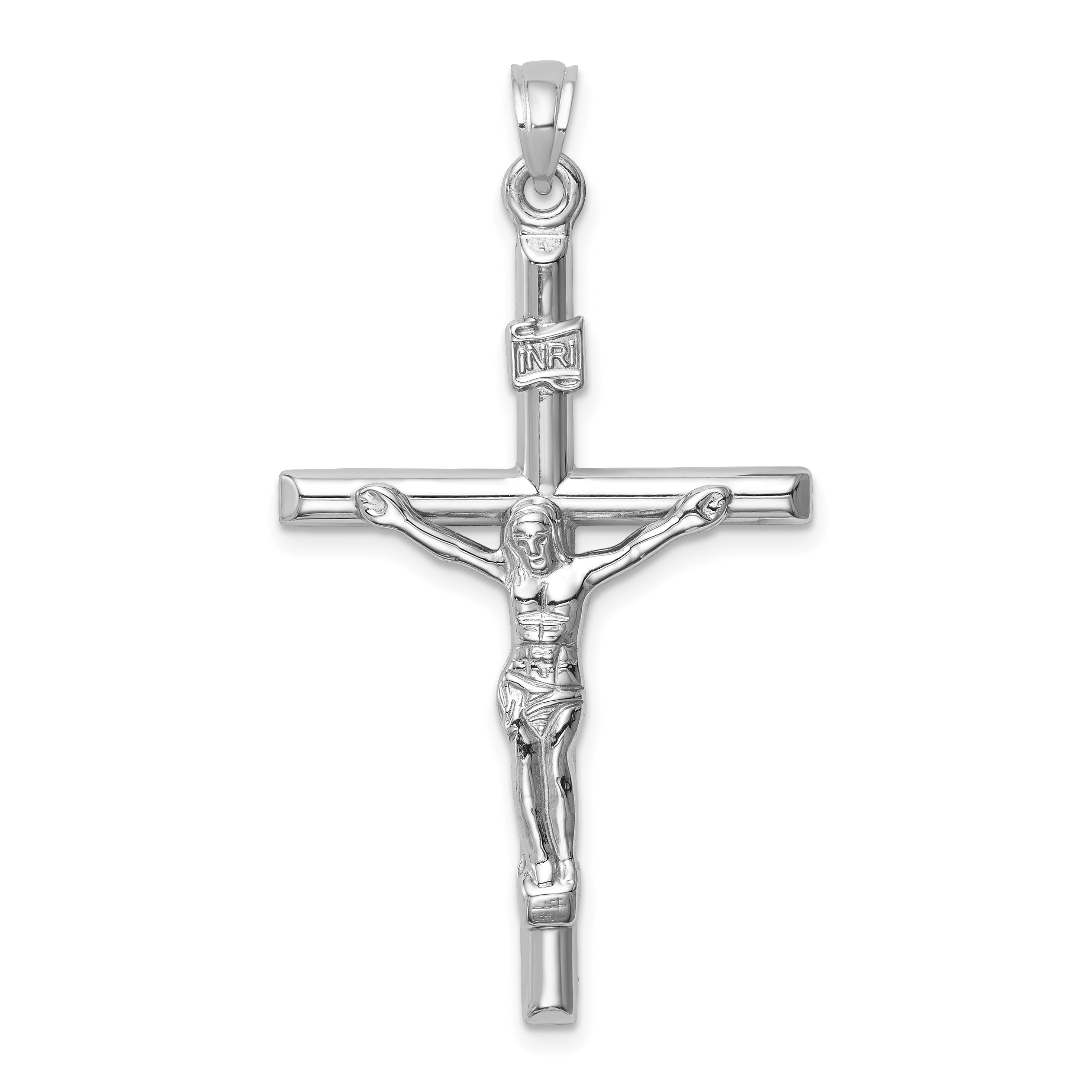 14k White Gold Hollow Crucifix Pendant Main image
