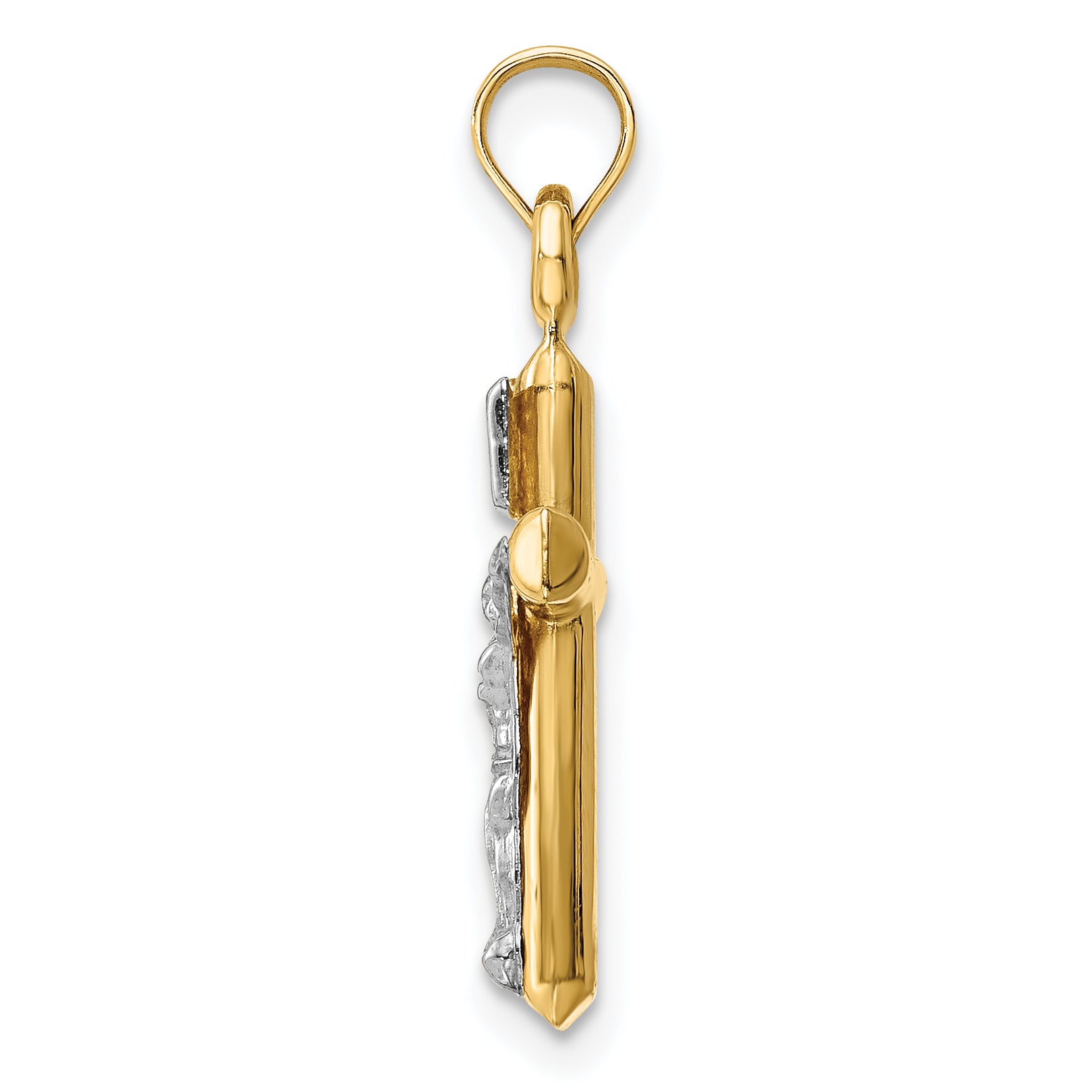 14k Two-tone Hollow Crucifix Pendant Secondary image