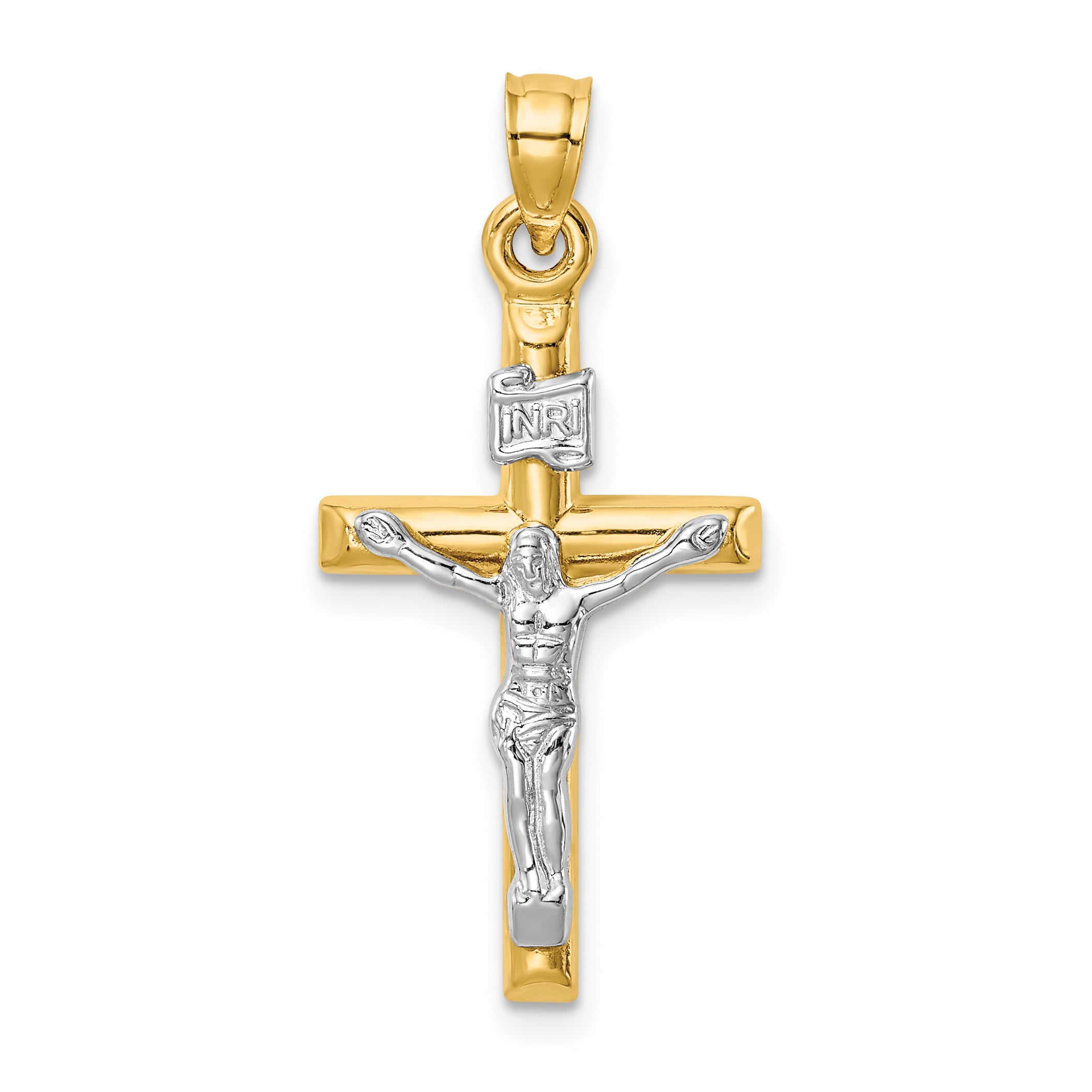 14k Two-tone Hollow Crucifix Pendant Main image