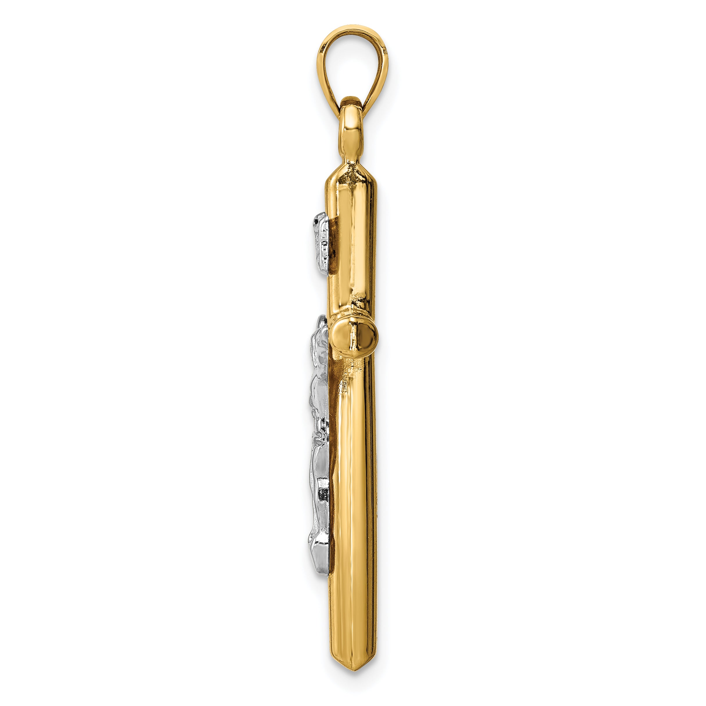 14k Two-tone Hollow Crucifix Pendant Secondary image