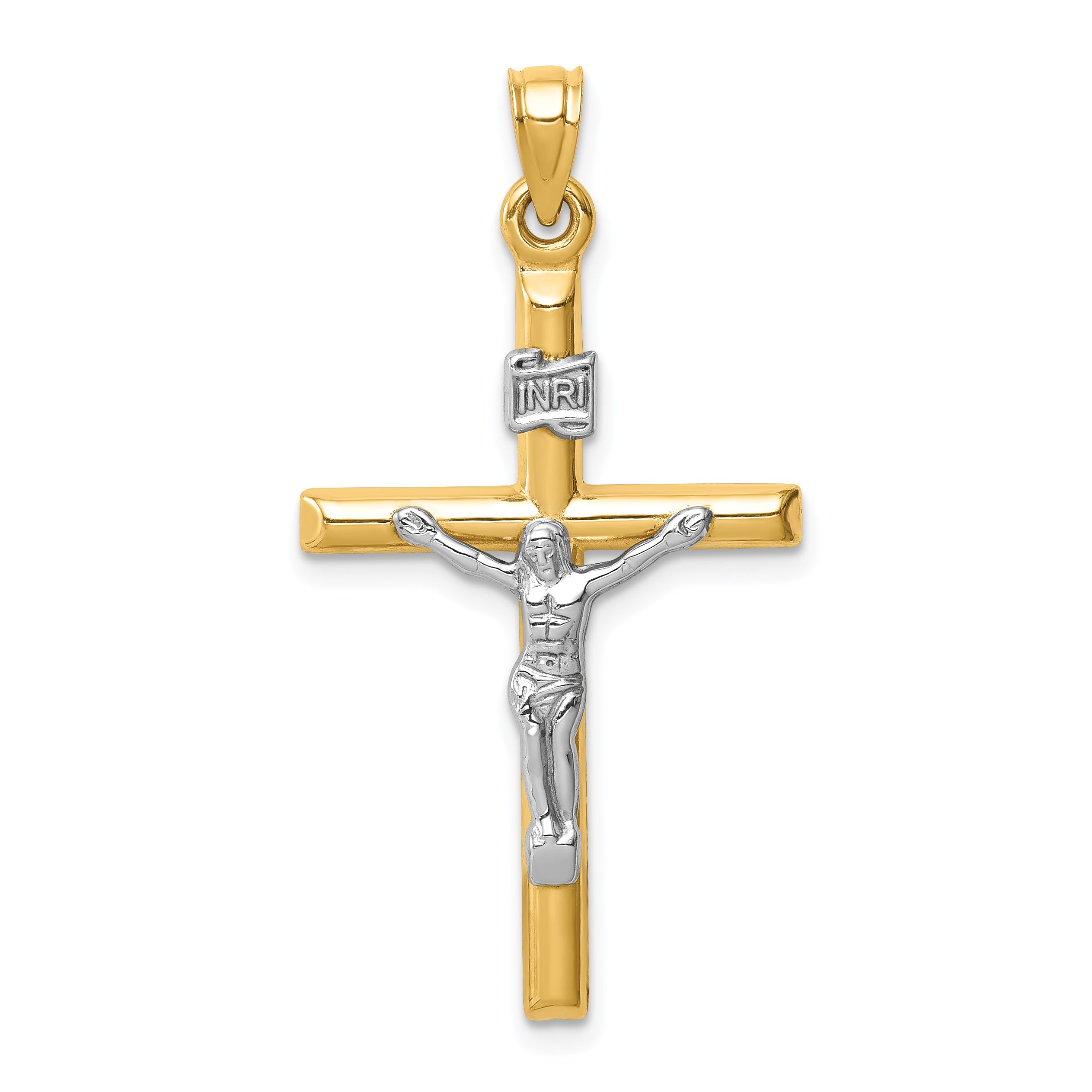 14k Two-tone Hollow Crucifix Pendant Main image