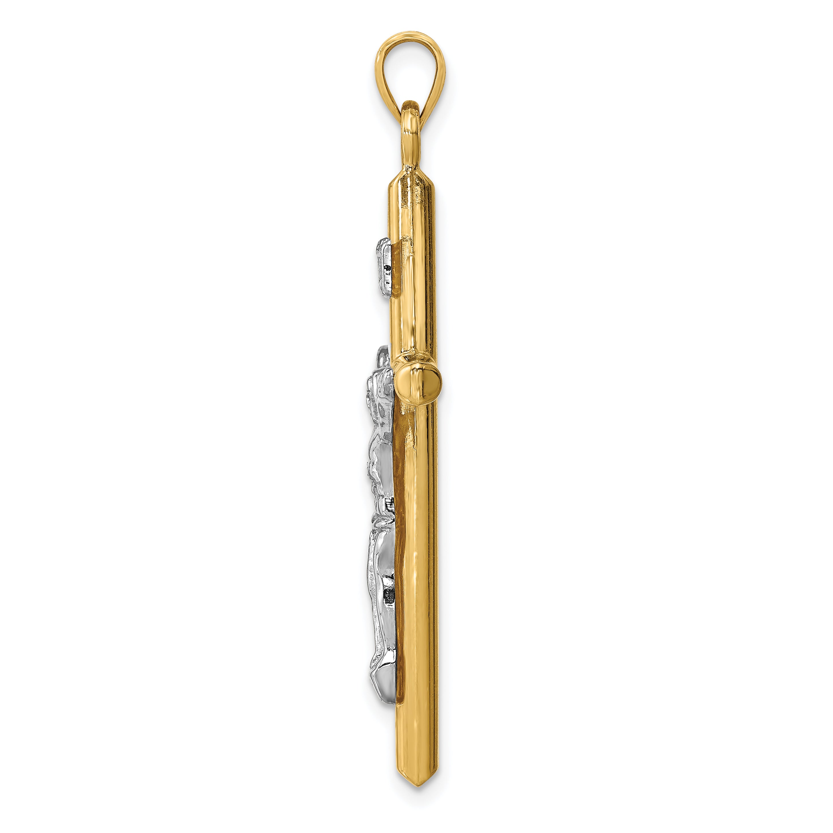 14k Two-tone Hollow Crucifix Pendant Secondary image