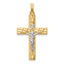 14k Two-tone Hollow Polished Textured & Striped Latin Crucifix