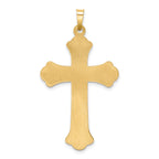 14k Two-tone Hollow Polished Woven Fleur de Lis Crucifix