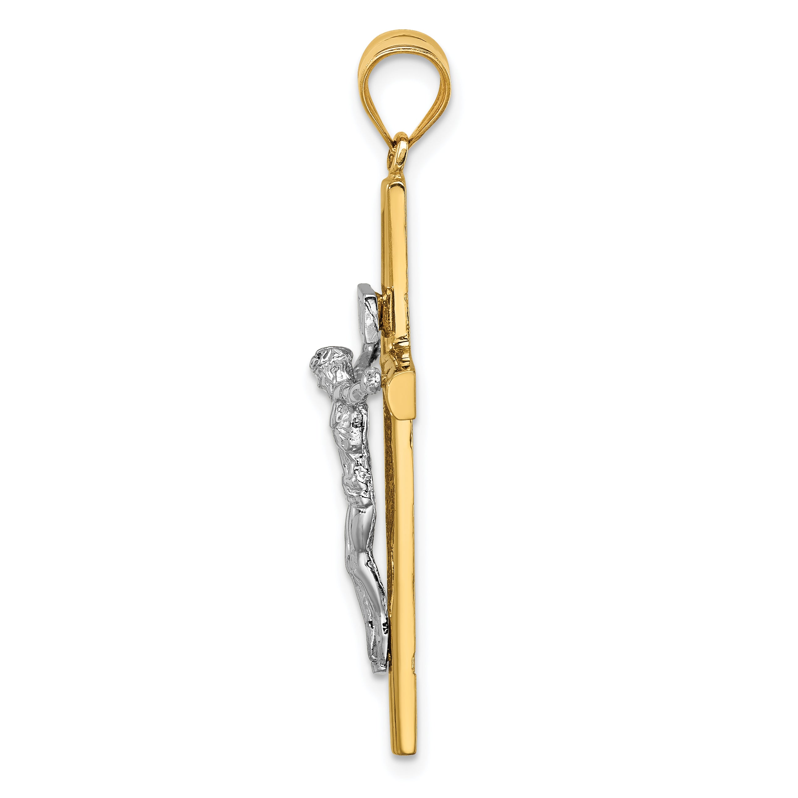 14K Two-tone Polished INRI Crucifix Cross Pendant Secondary image
