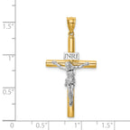 14K Two-tone Polished INRI Crucifix Cross Pendant