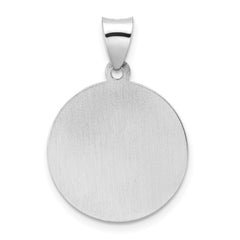 14k White Gold Polished and Satin Hollow St Nicholas Medal Pendant