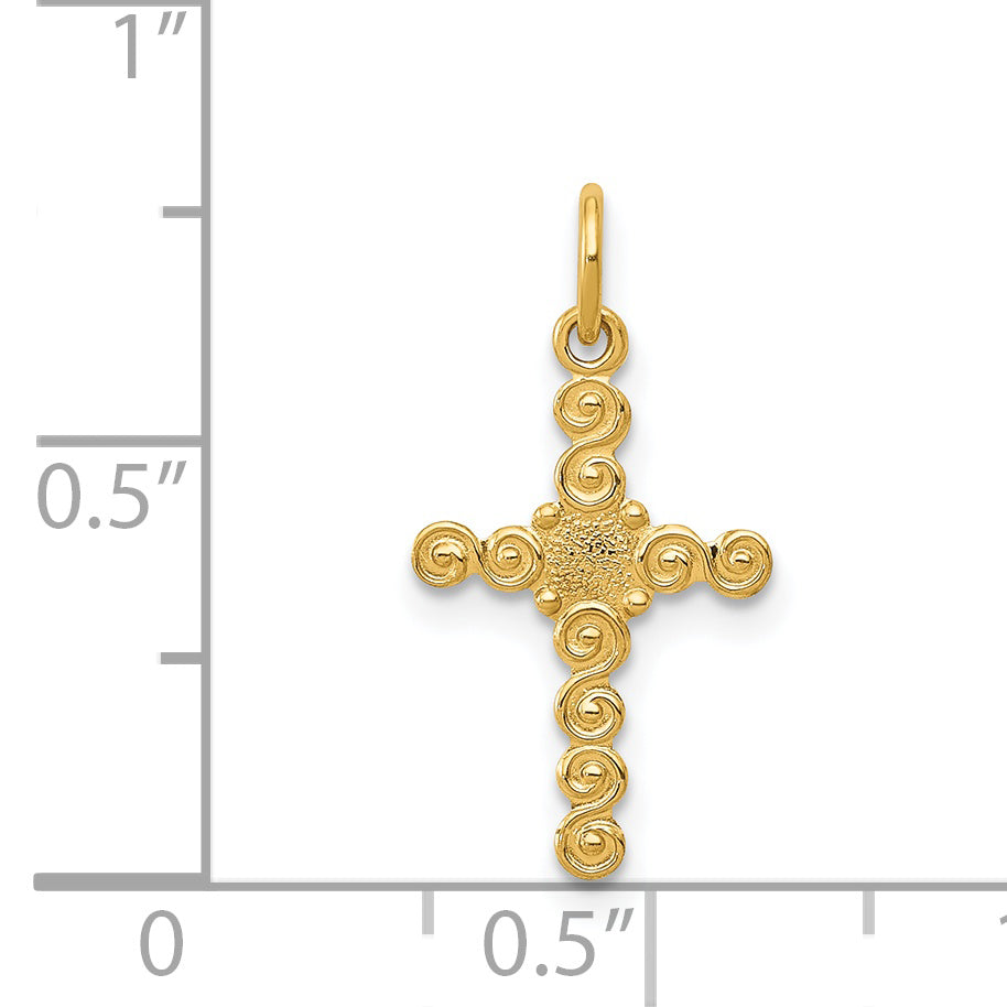 14K Small Polished Cross Charm