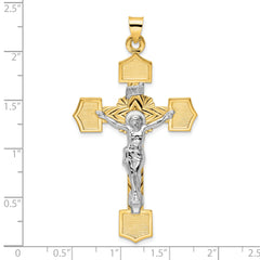 14k Two-tone Polished Solid INRI Crucifix Pendant