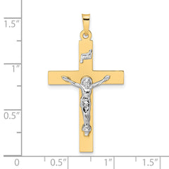 14k Two-tone Polished Solid INRI Crucifix Pendant