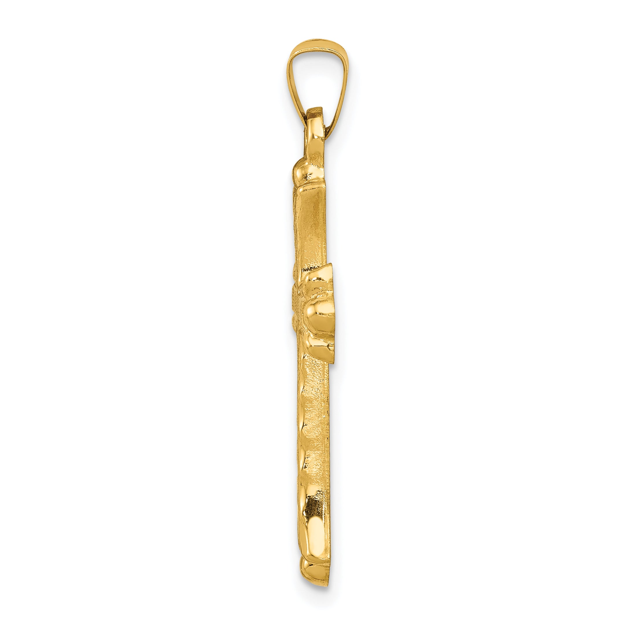 14K Hollow Fleur De Lis Cross Pendant Secondary image
