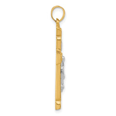 14k Two-Tone Hollow INRI Crucifix Pendent