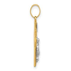 14k Two-Tone Hollow INRI Crucifix Pendent