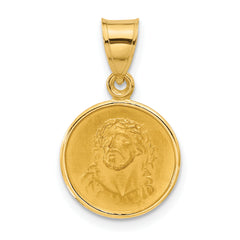 14k Polished and Satin Solid Face of Jesus Medal