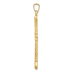 14K Hollow Fleur De Lis Cross Pendant