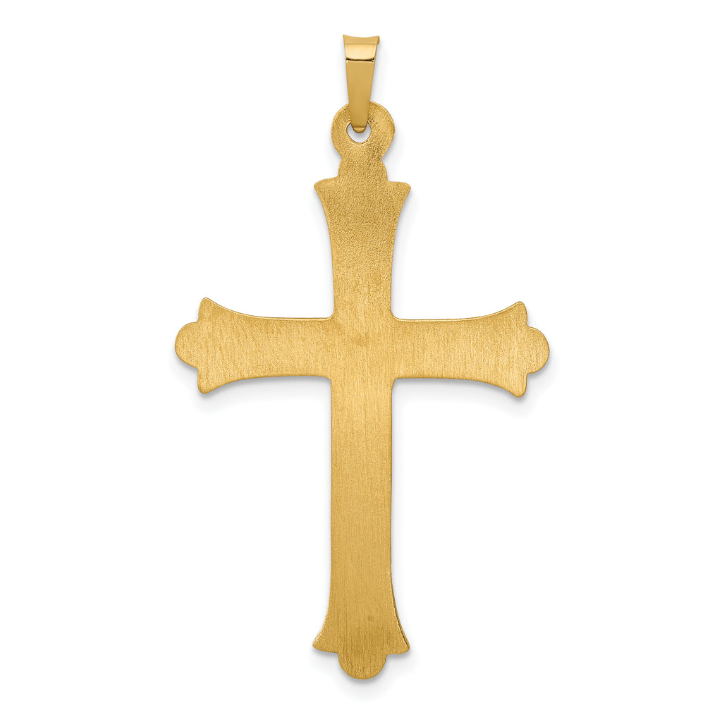 14K Hollow Fleur De Lis Cross Pendant