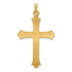 14K Hollow Fleur De Lis Cross Pendant