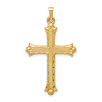 14k Hollow Fleur De Lis Cross Pendant