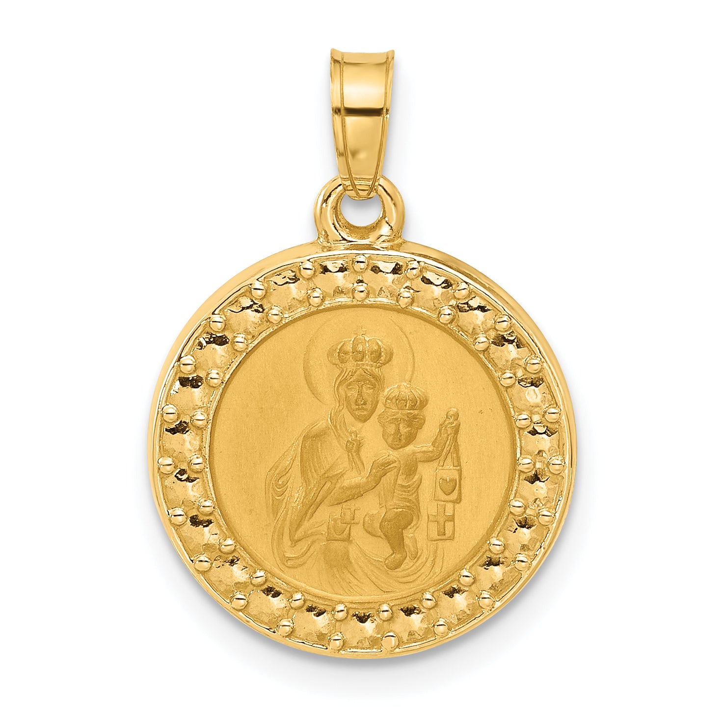 14K Hollow Our Lady of Mt Carmel Medal