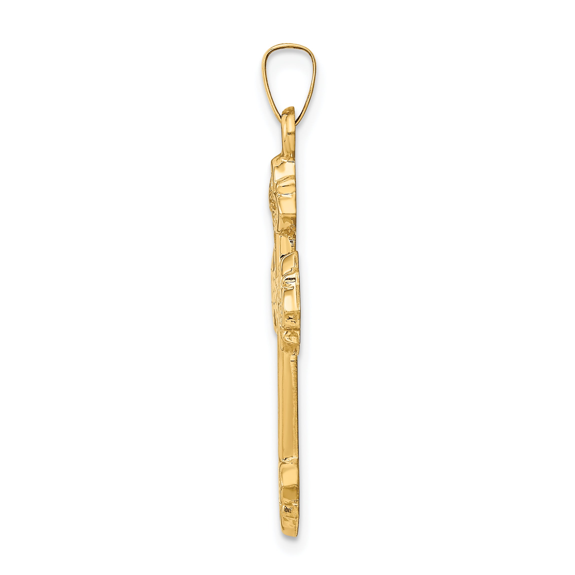 14K Budded Hollow Cross Pendant Secondary image
