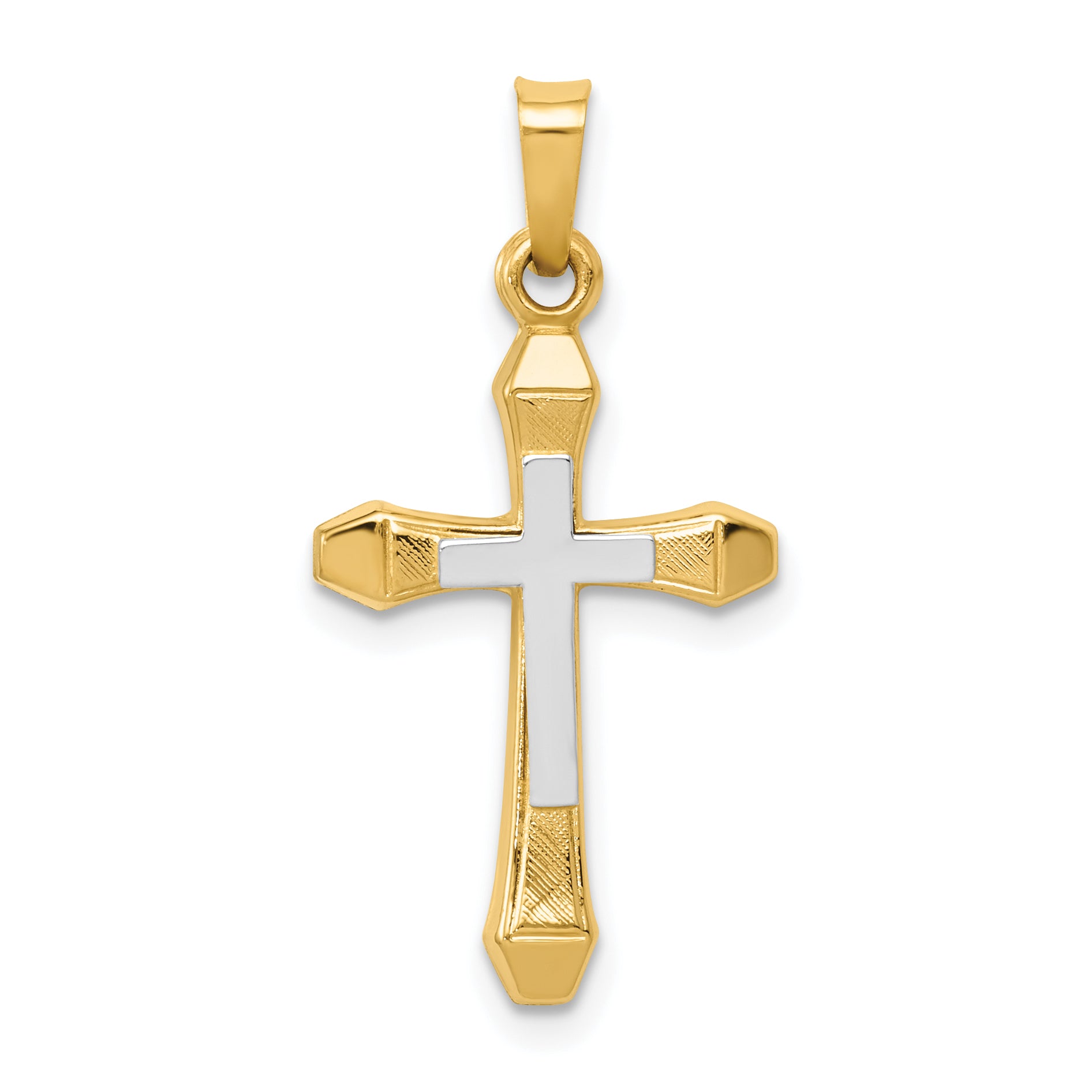 14ky w/ Rhodium Hollow Cross Pendant Main image