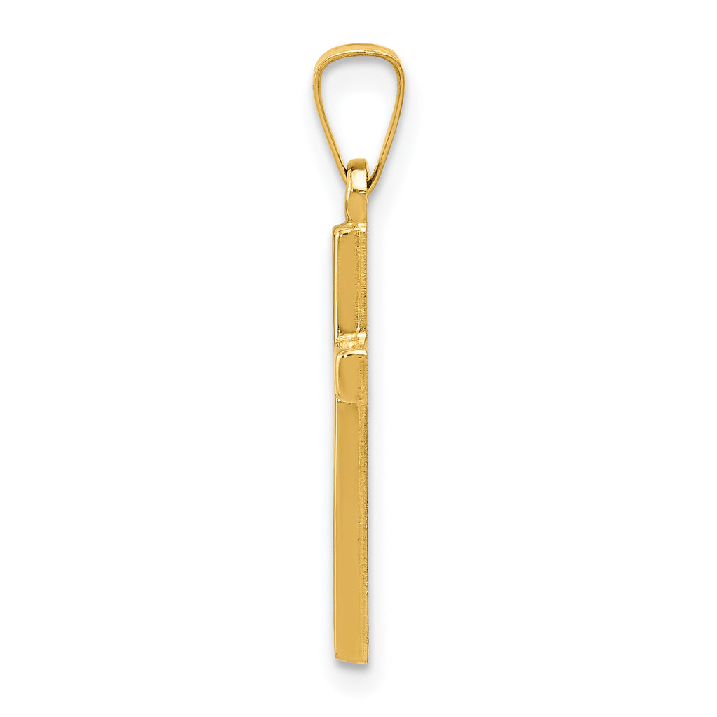 14K Diamond-cut Small Hollow Cross Pendant