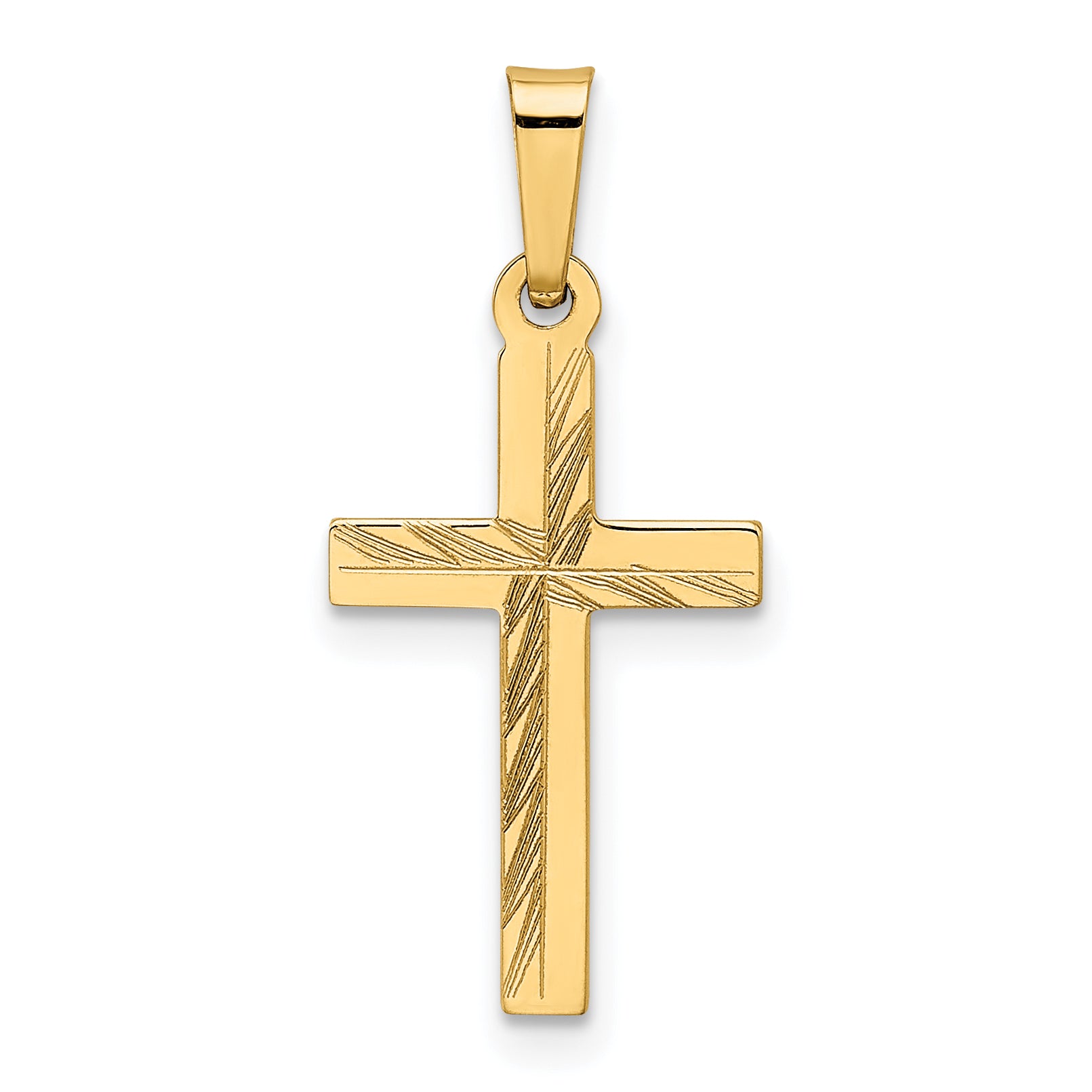 14k Diamond-cut Small Hollow Cross Pendant Main image