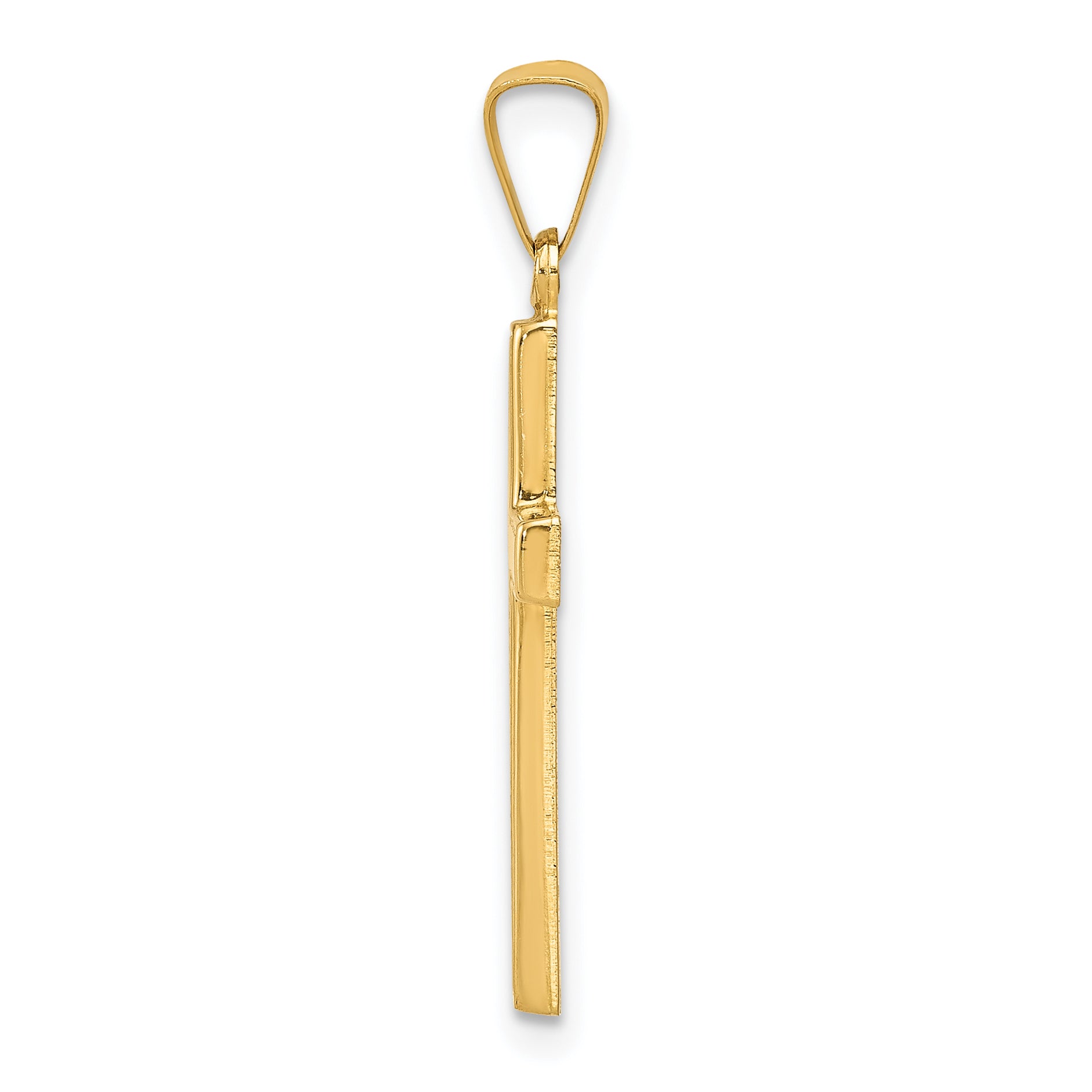 14K Diamond-cut Hollow Cross Pendant