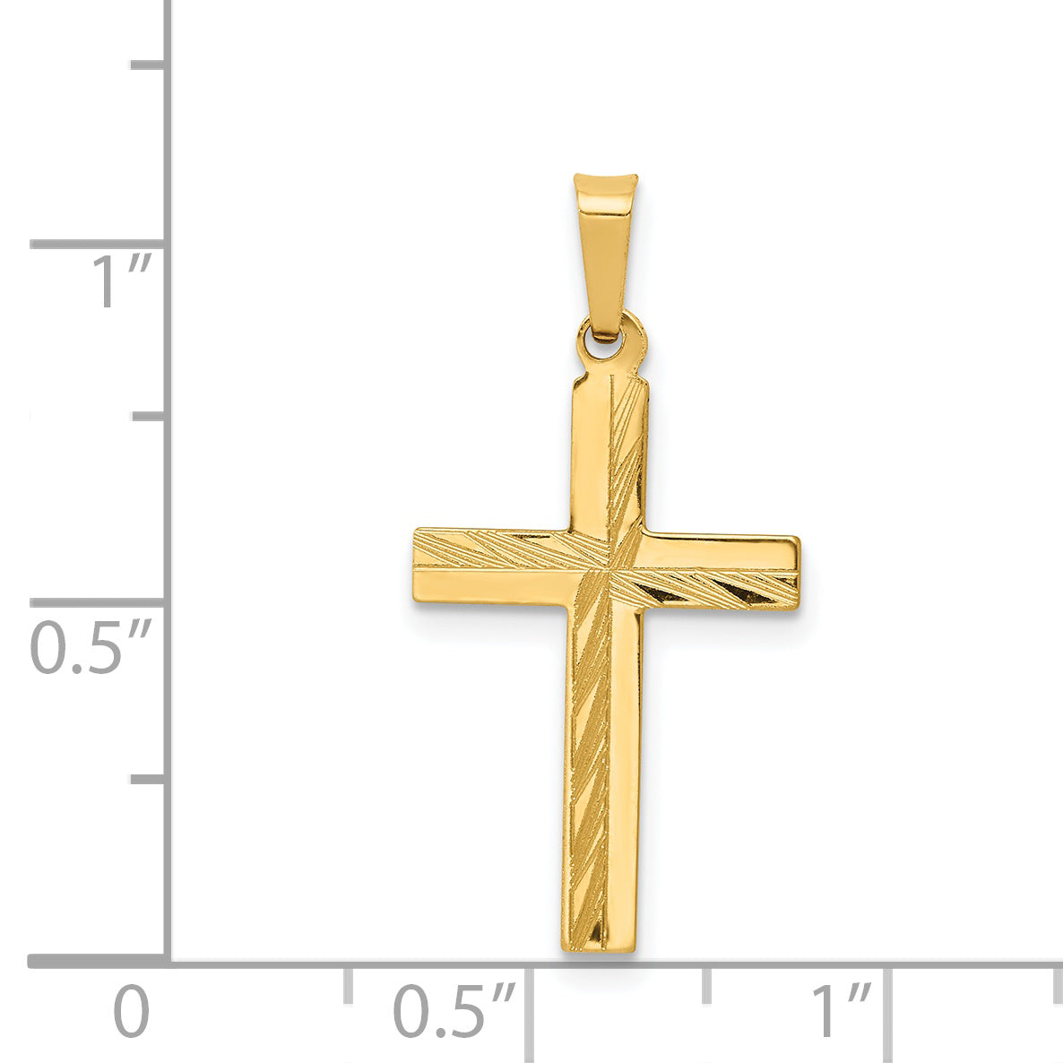 14K Diamond-cut Hollow Cross Pendant