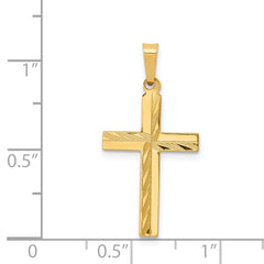 14K Diamond-cut Hollow Cross Pendant