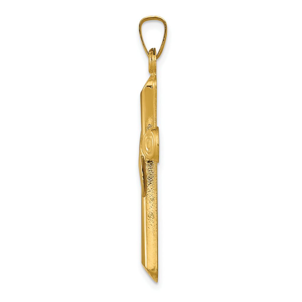 14K Two-Tone Hollow Cross With Drape Pendant