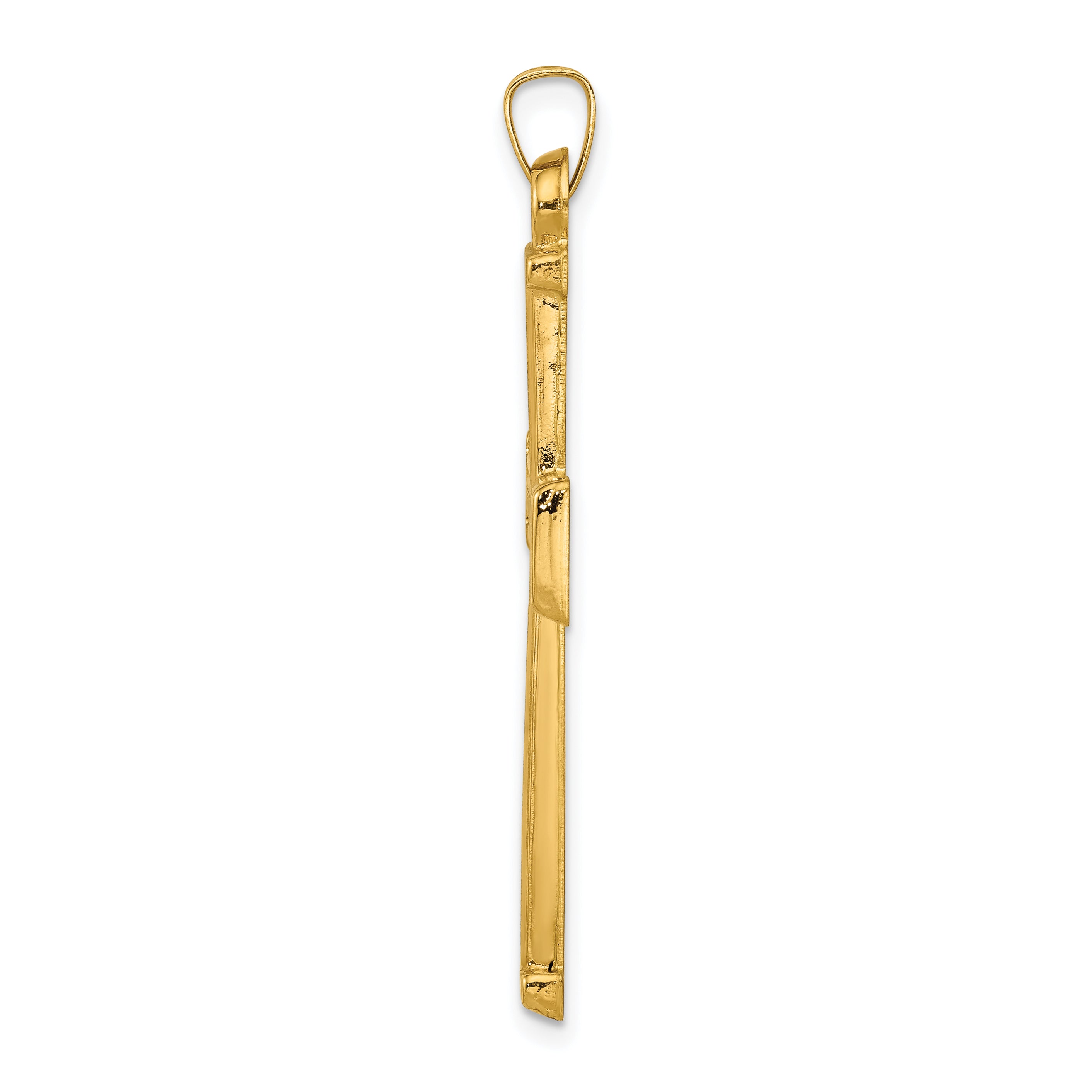 14K Hollow Latin Cross Pendant